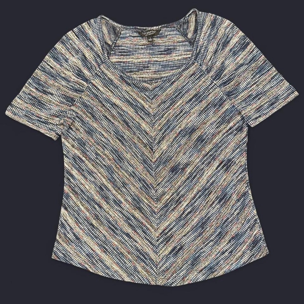 Liverpool Las Angeles Multi colored shirt with gathered sleeves pull over blouse